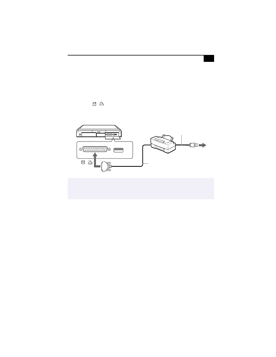 Connecting a printer, To connect a printer | Sony PCG-838 User Manual | Page 63 / 121