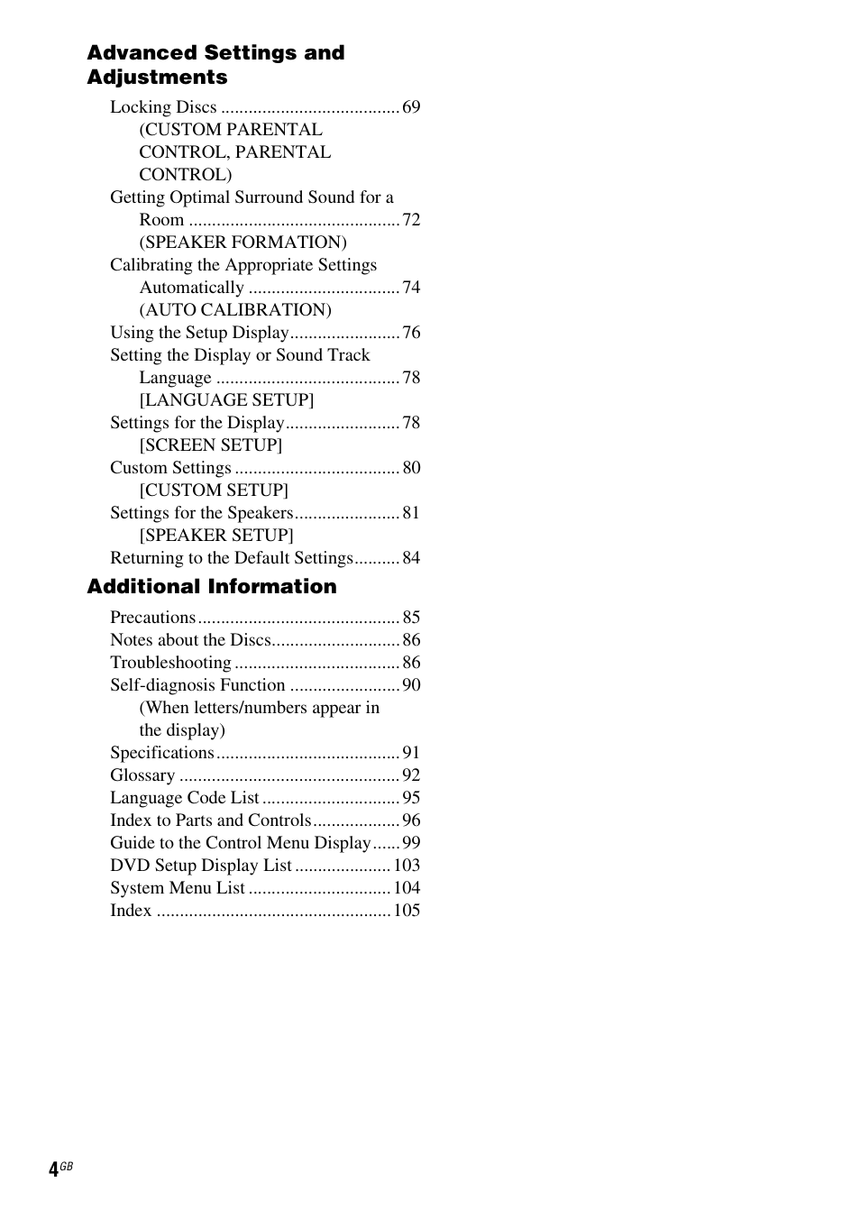 Sony DAV-DZ555M User Manual | Page 4 / 108