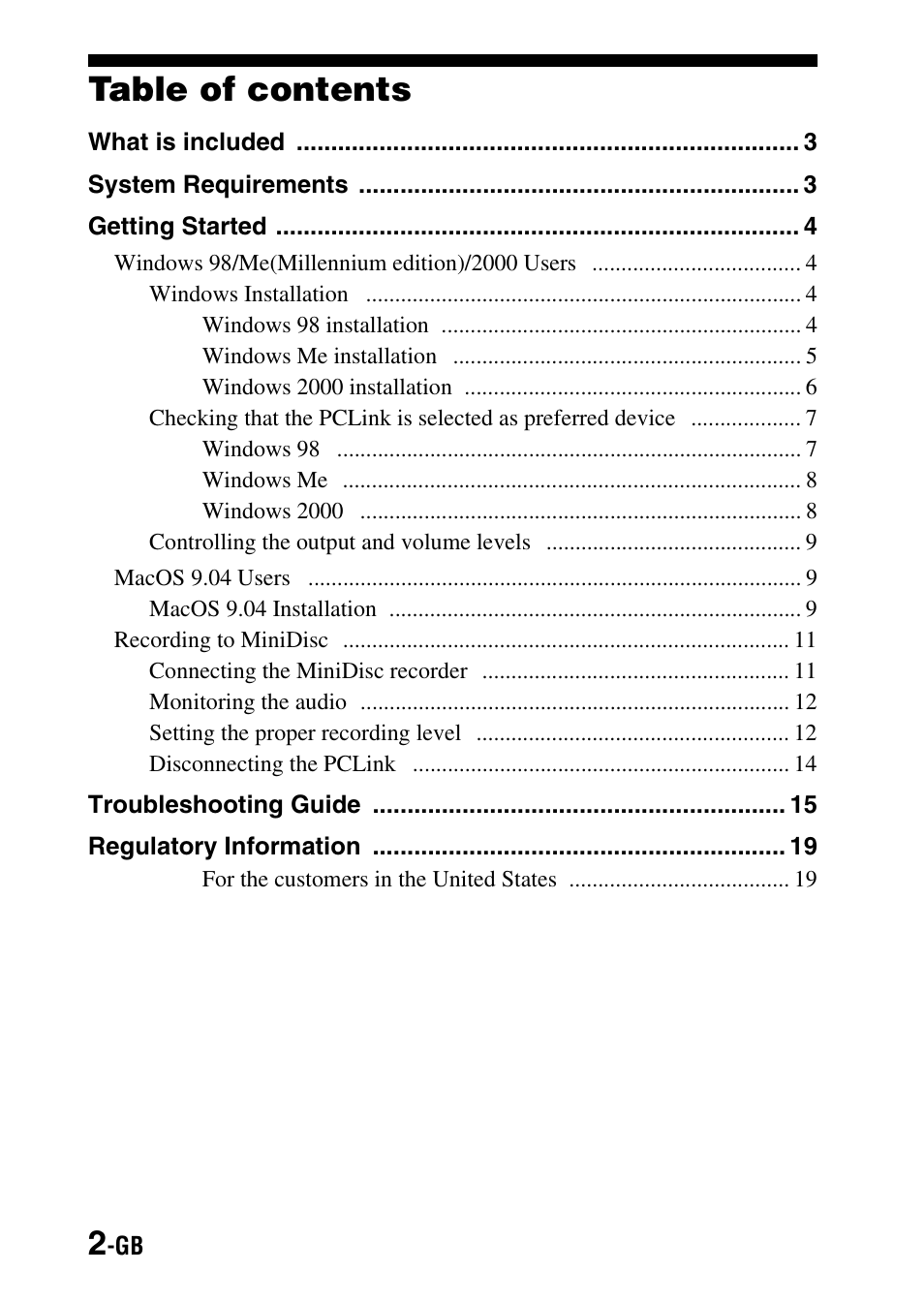 Sony PCLink User Manual | Page 2 / 76