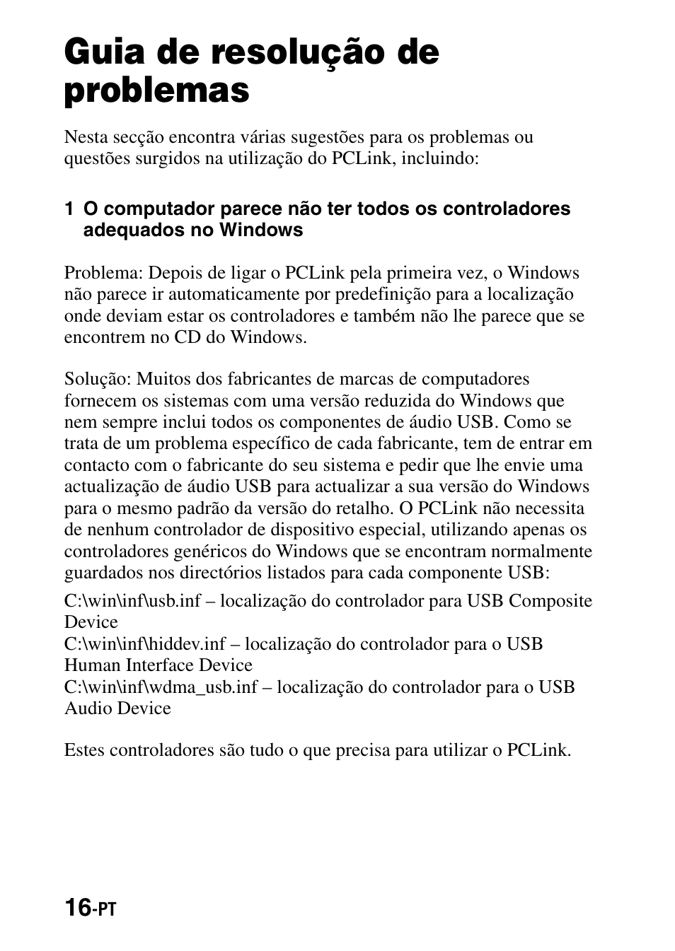 Guia de resolução de problemas | Sony PCLink User Manual | Page 72 / 76