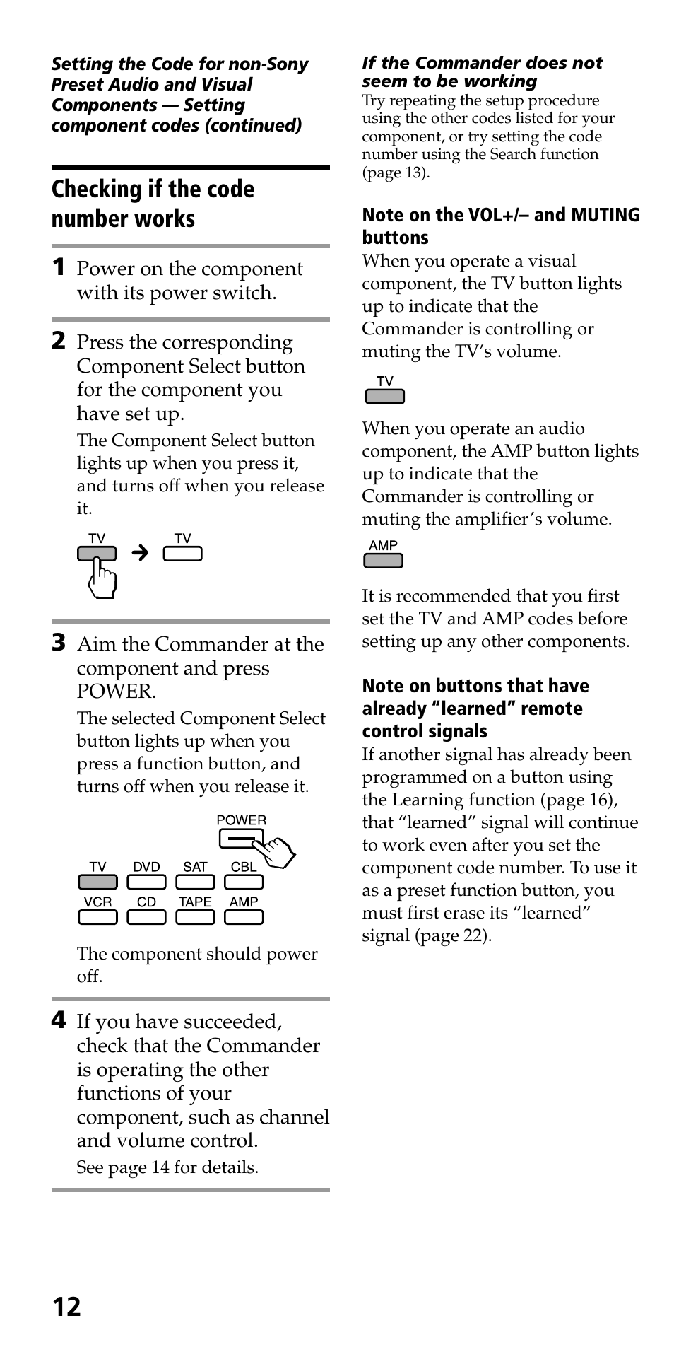Checking if the code number works, Checking if the code number works 1 | Sony RM-VL610 User Manual | Page 12 / 52