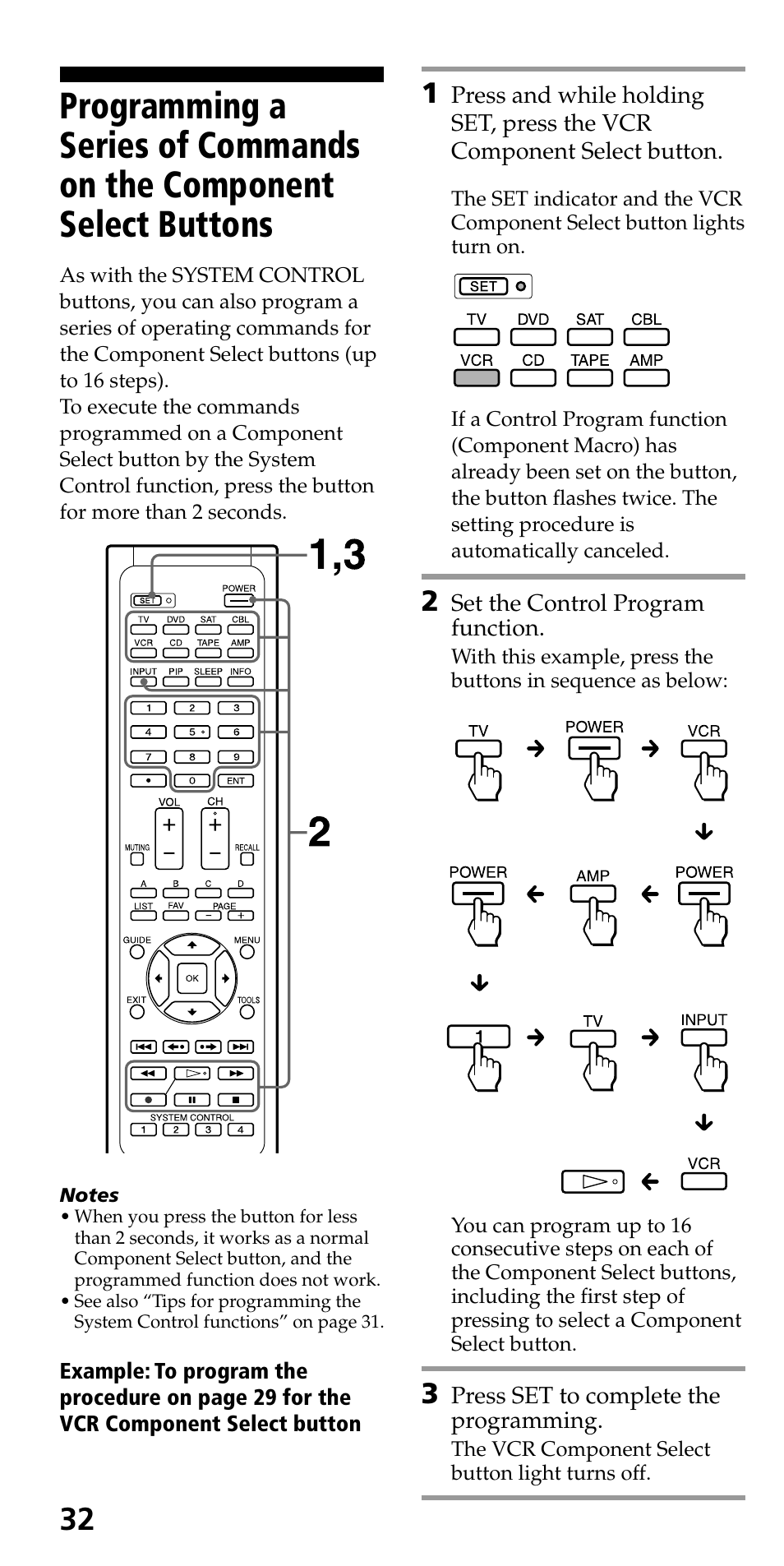 Buttons | Sony RM-VL610 User Manual | Page 32 / 52