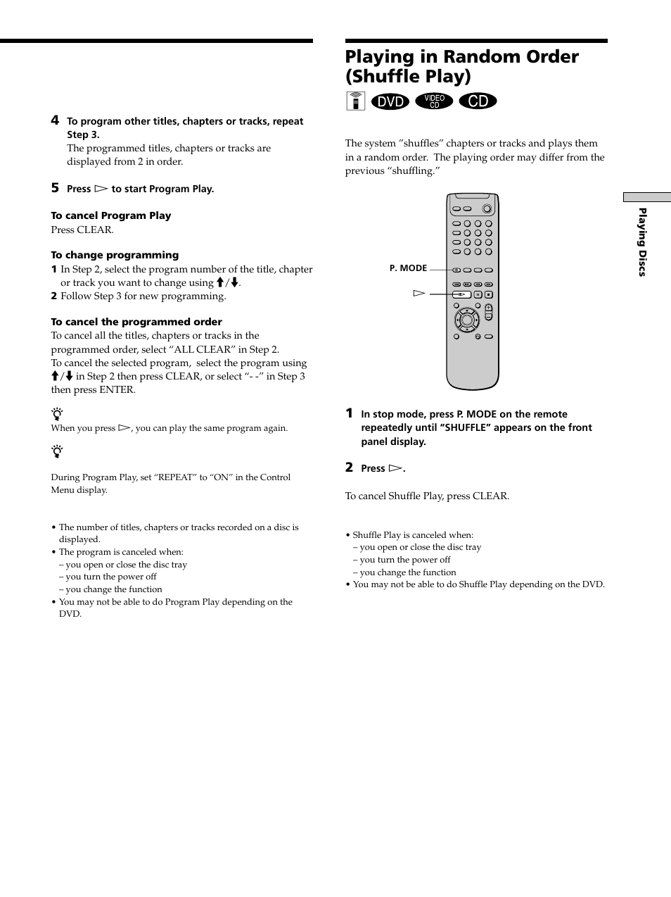 Playing in random order (shuffle play), Playing in random order (shuffle play) 27, Playing in random order (shuffle play) z | Sony DAV-S300 User Manual | Page 27 / 68