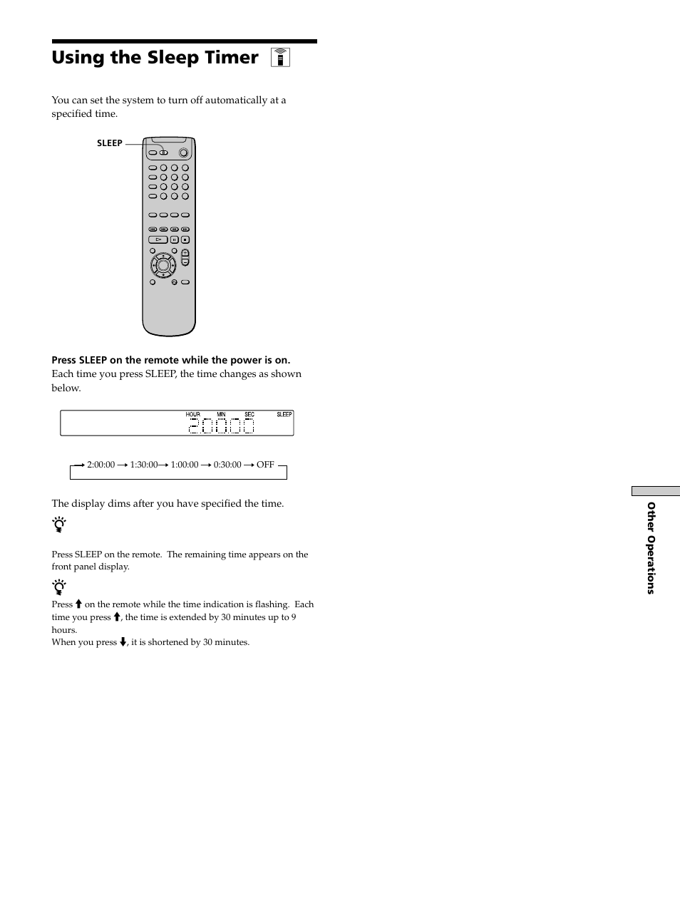 Using the sleep timer, Using the sleep timer 55, Using the sleep timer z | Sony DAV-S300 User Manual | Page 55 / 68