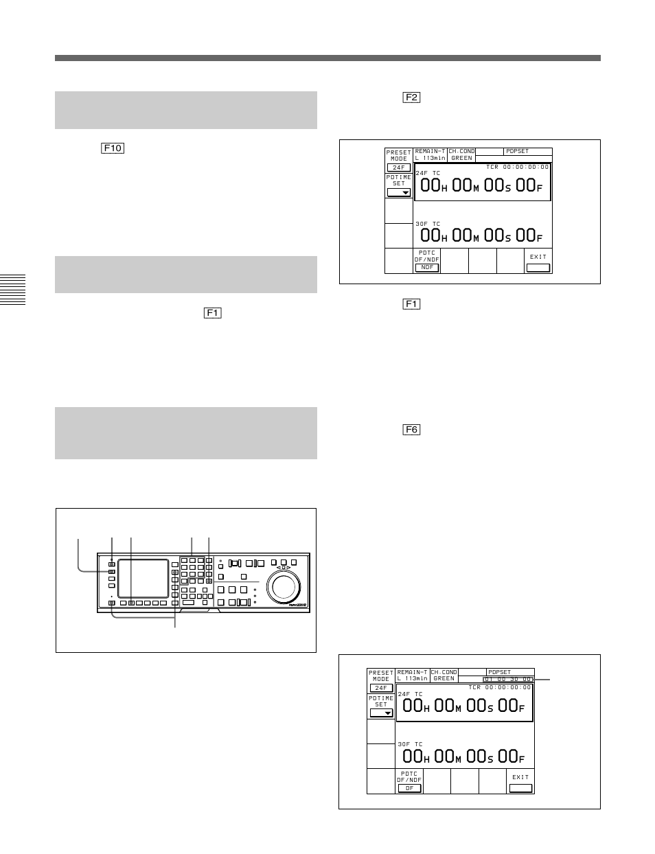 3-6 inserting vitc input source (vitc), 3-7 selecting ctl display mode (tape timer), 3 tc menu | Sony HDW-F500 User Manual | Page 68 / 178