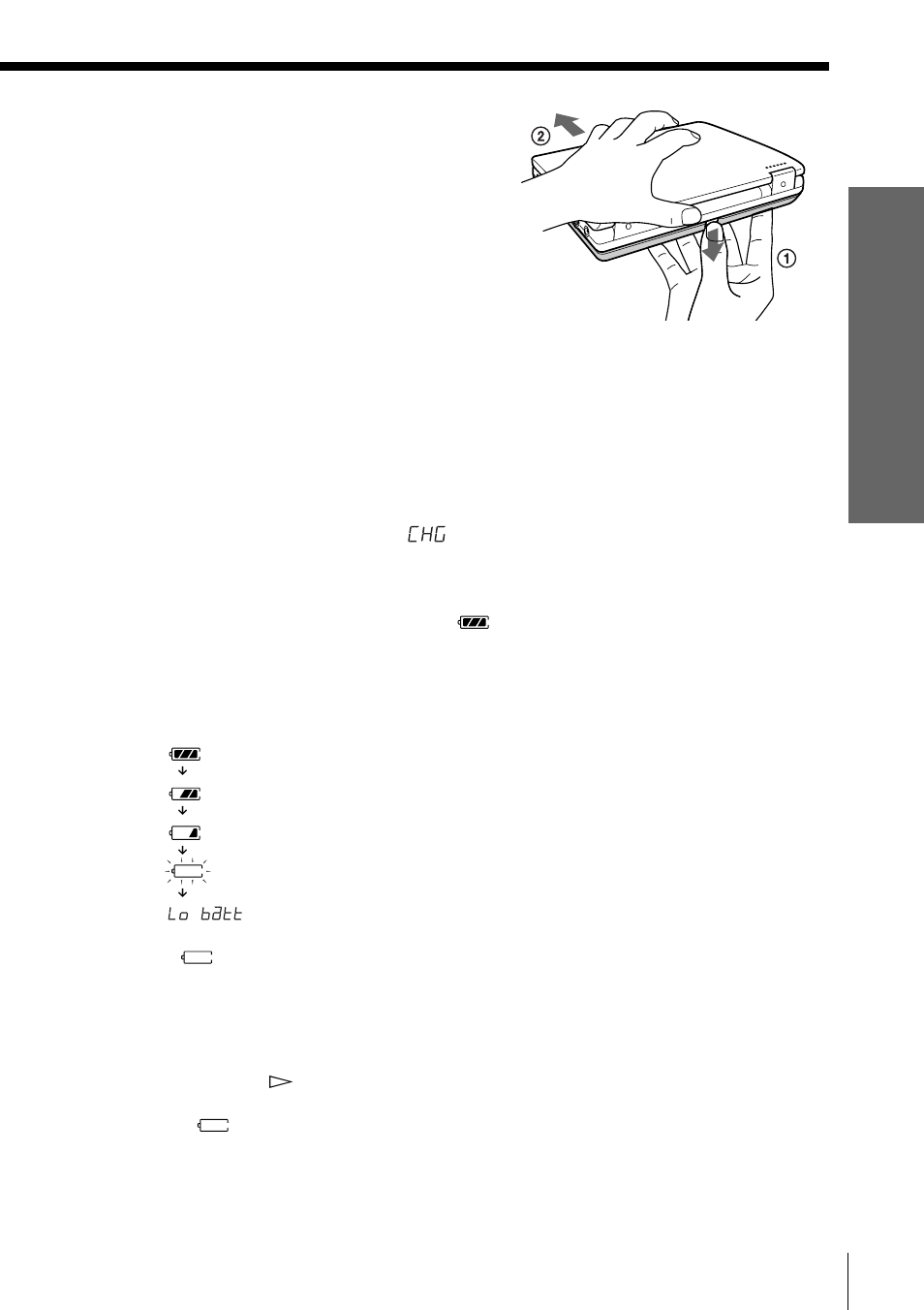 Detaching the battery pack, Charging the battery pack | Sony DVP-FX1 User Manual | Page 27 / 120