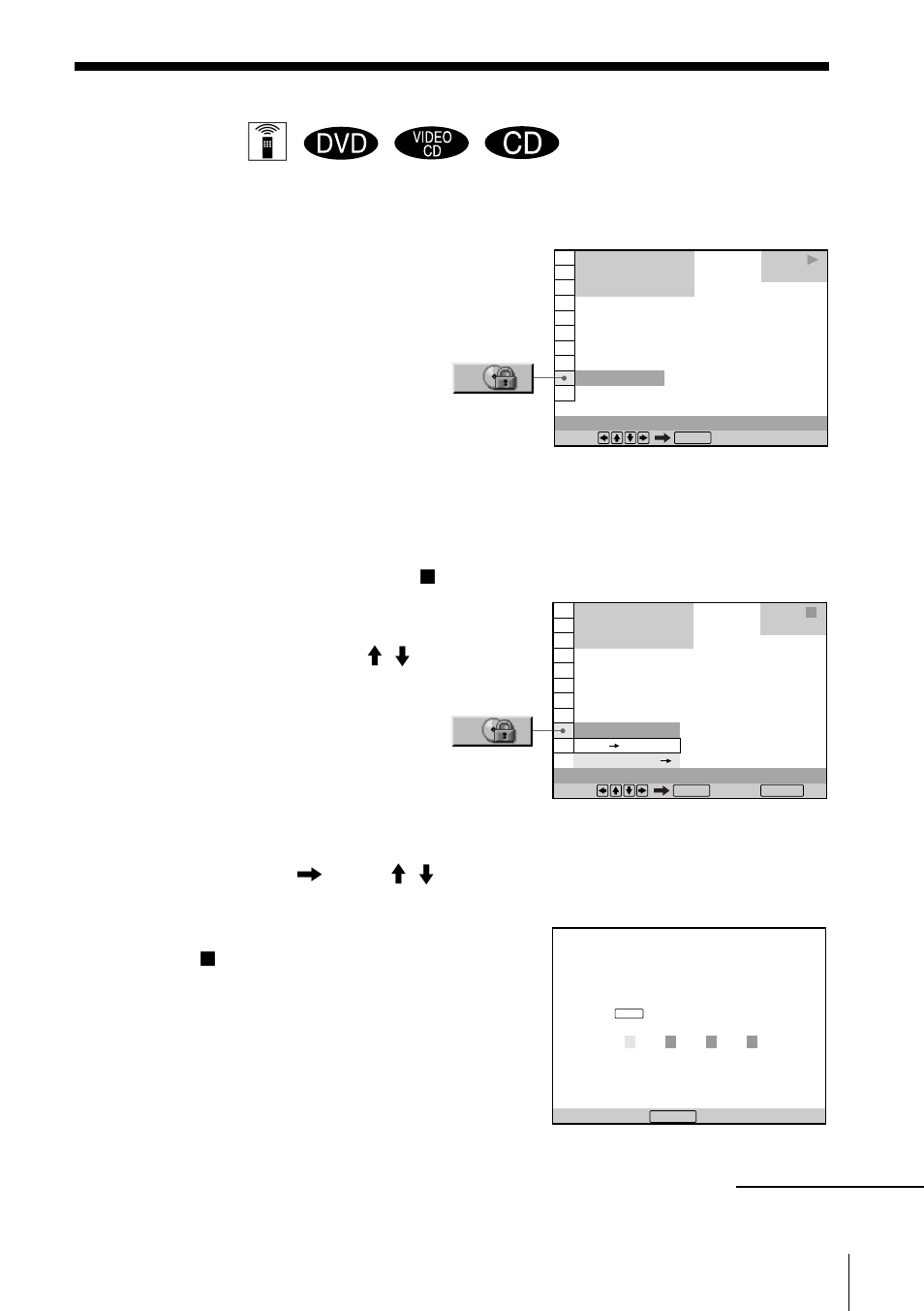 Locking discs (custom parental control), 65 locking discs, Custom parental control) | Locking discs (custom parental control) z, Setting the custom parental control for a disc | Sony DVP-FX1 User Manual | Page 65 / 120