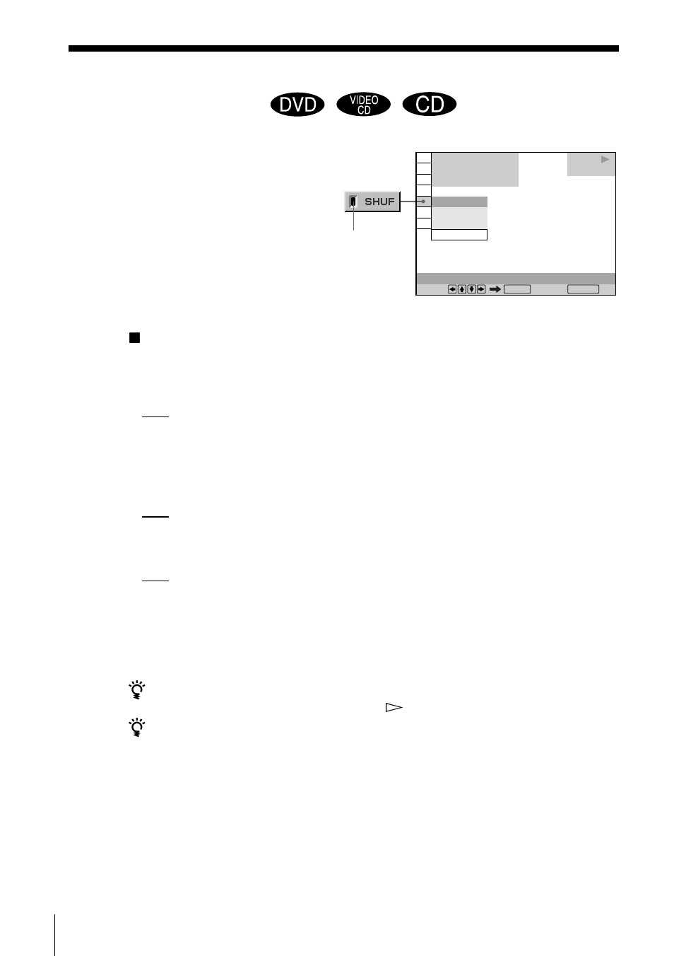 Playing in random order (shuffle play), 72 playing in random order, Shuffle play) | Sony DVP-FX1 User Manual | Page 72 / 120