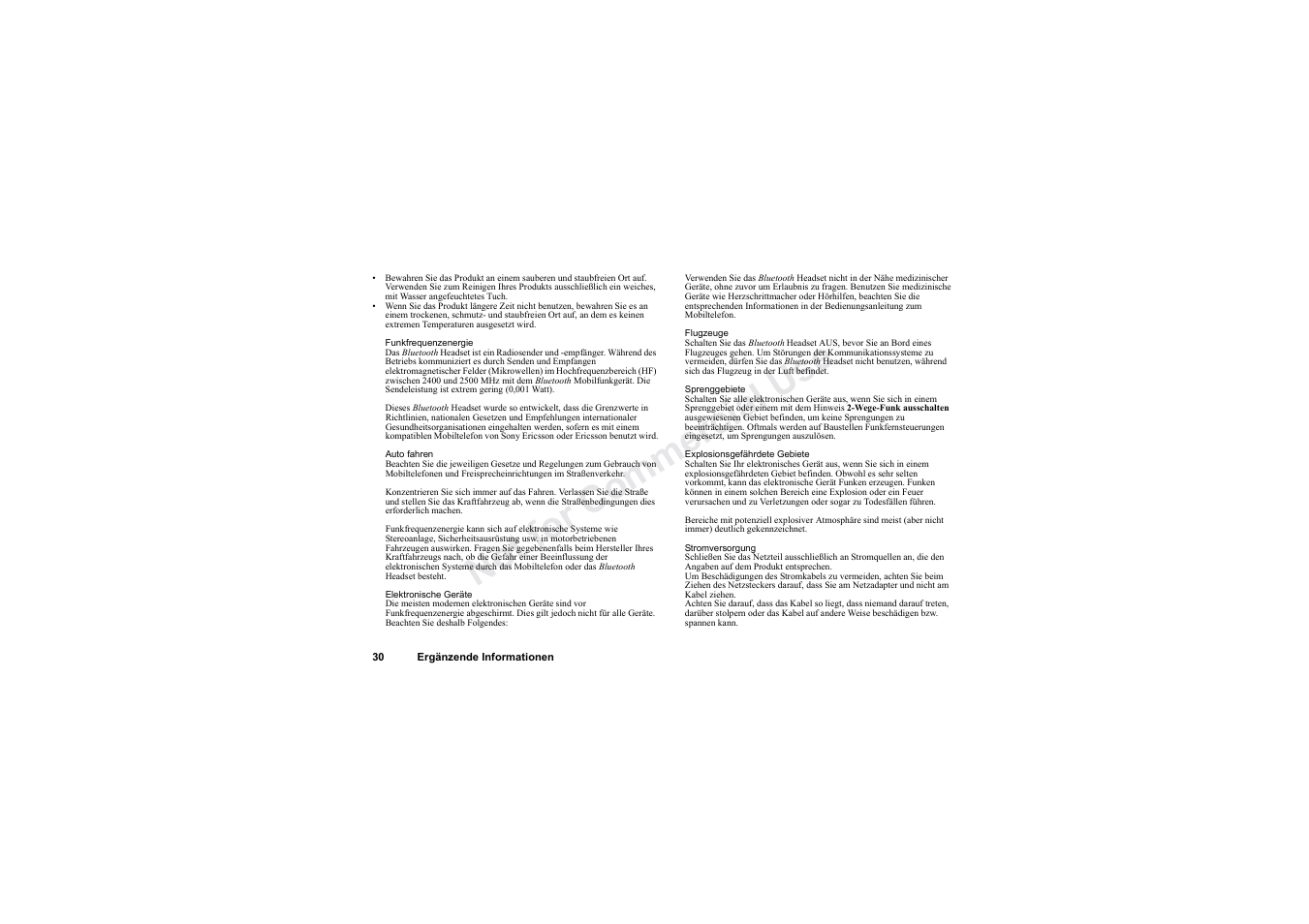 No t fo r c om me rci al u se | Sony HBH-60 User Manual | Page 30 / 95