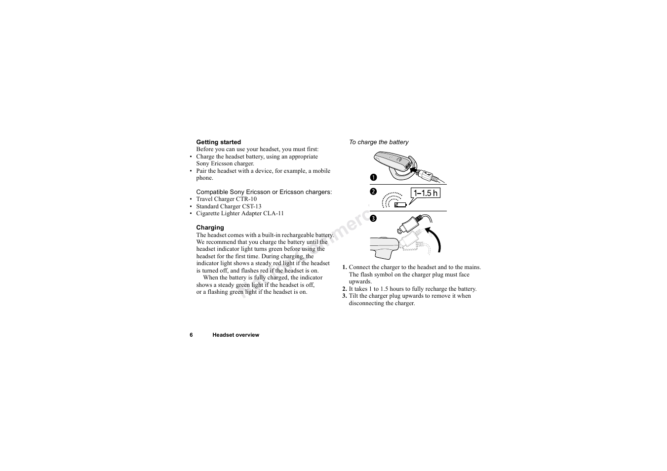 No t fo r c om me rci al u se | Sony HBH-60 User Manual | Page 6 / 95