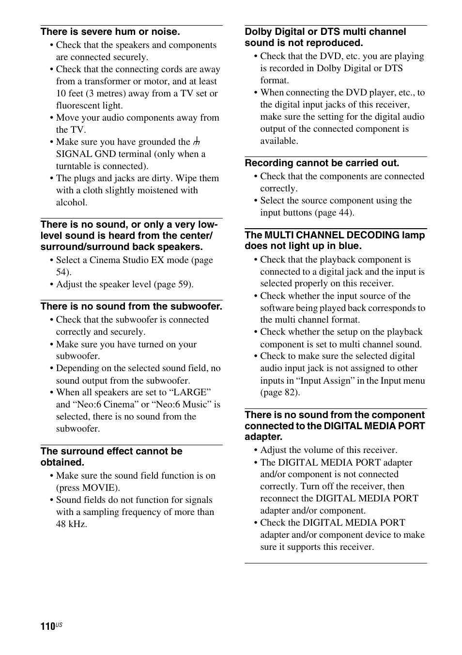 Sony STR-DG920 User Manual | Page 110 / 116