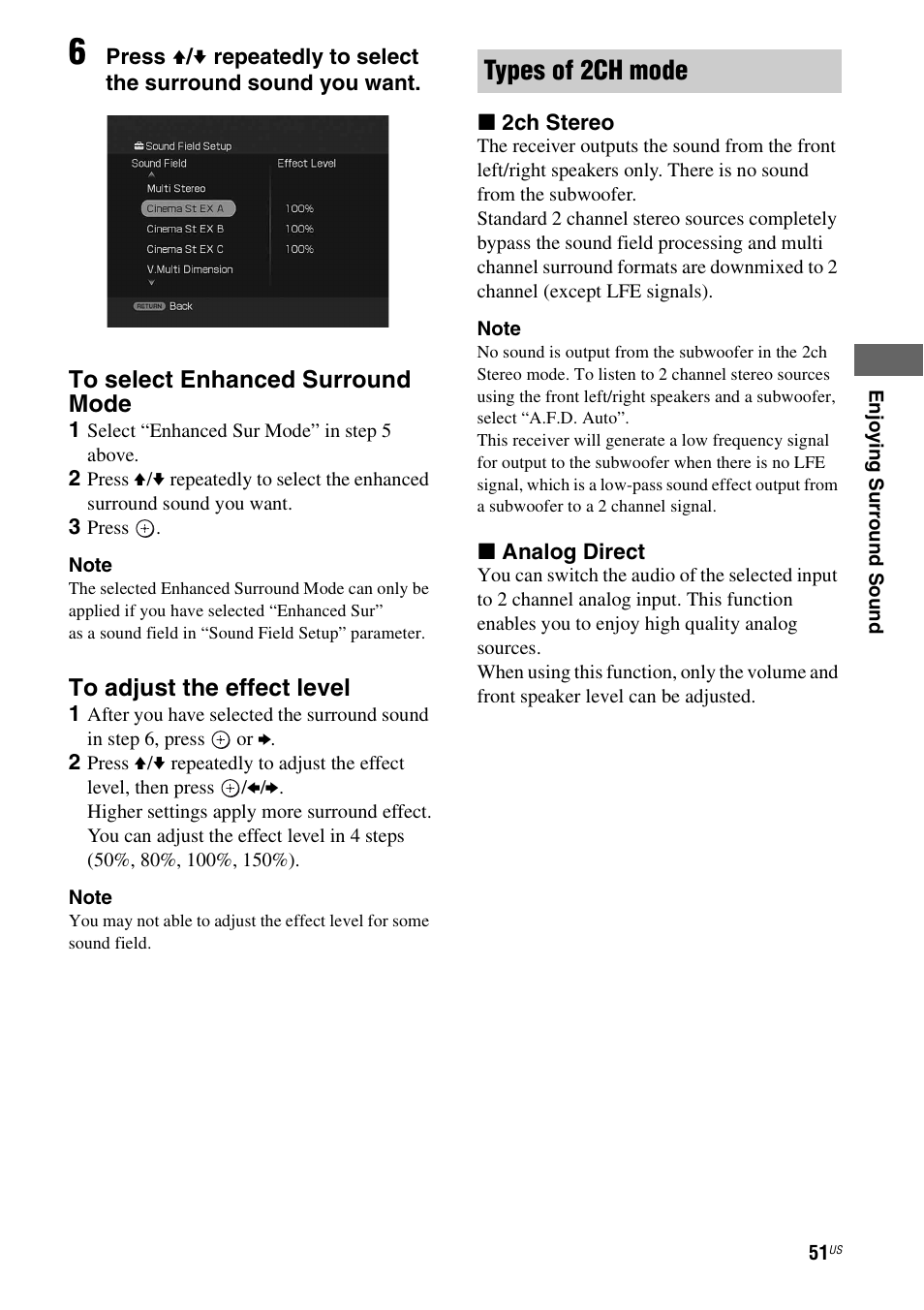 Types of 2ch mode | Sony STR-DG920 User Manual | Page 51 / 116