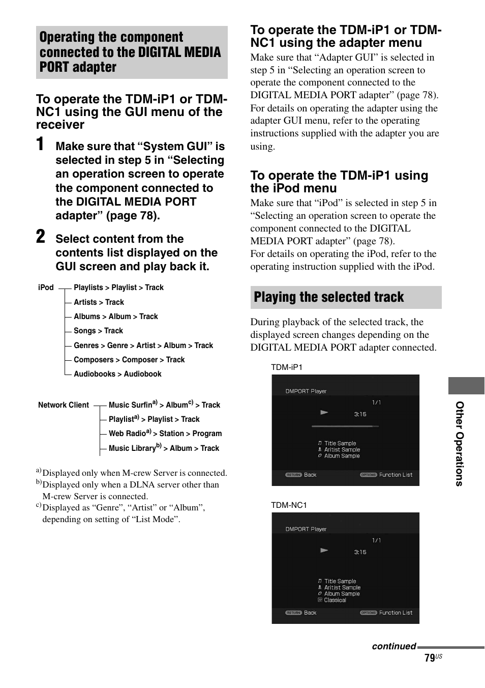 Playing the selected track | Sony STR-DG920 User Manual | Page 79 / 116