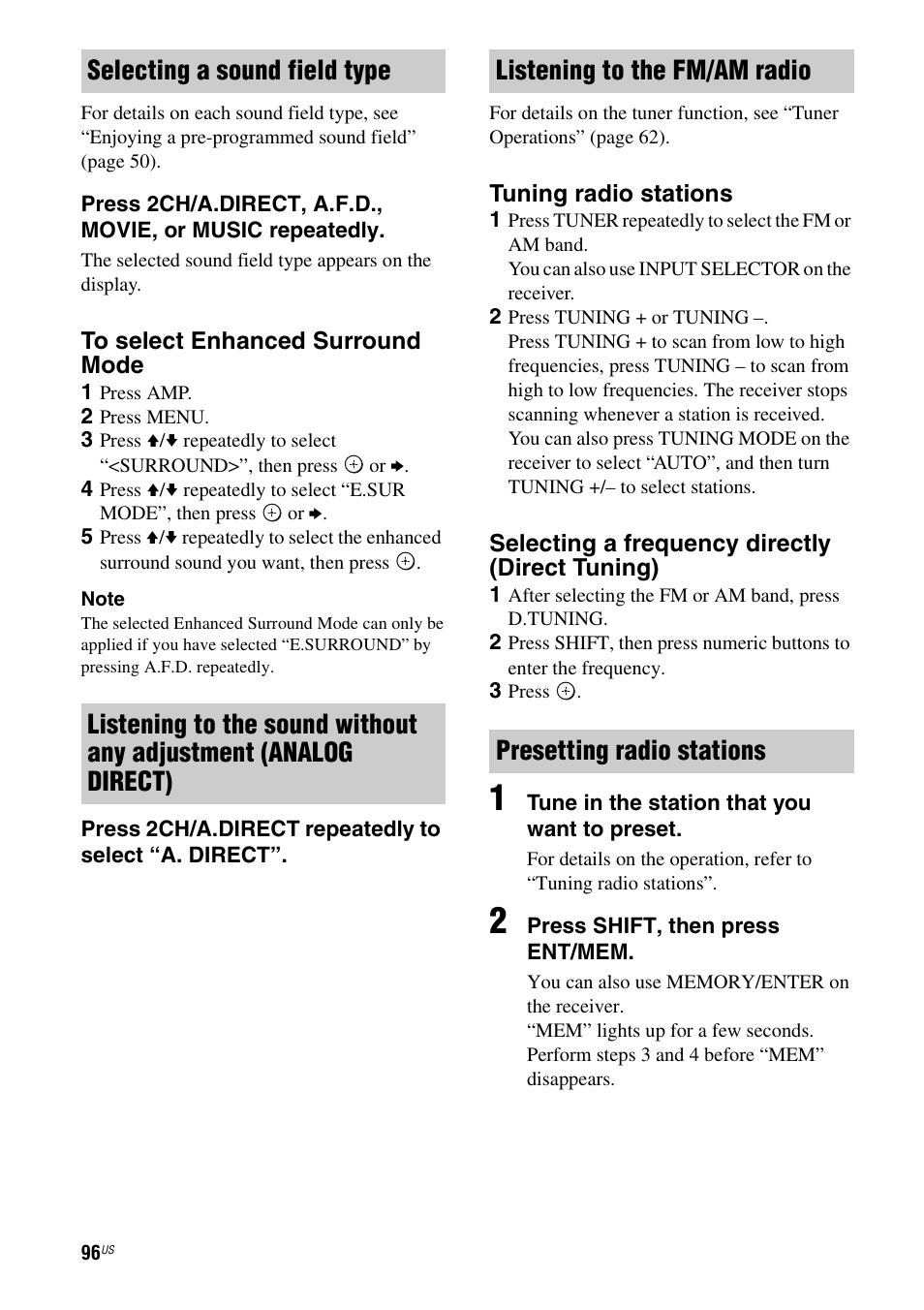 Sony STR-DG920 User Manual | Page 96 / 116