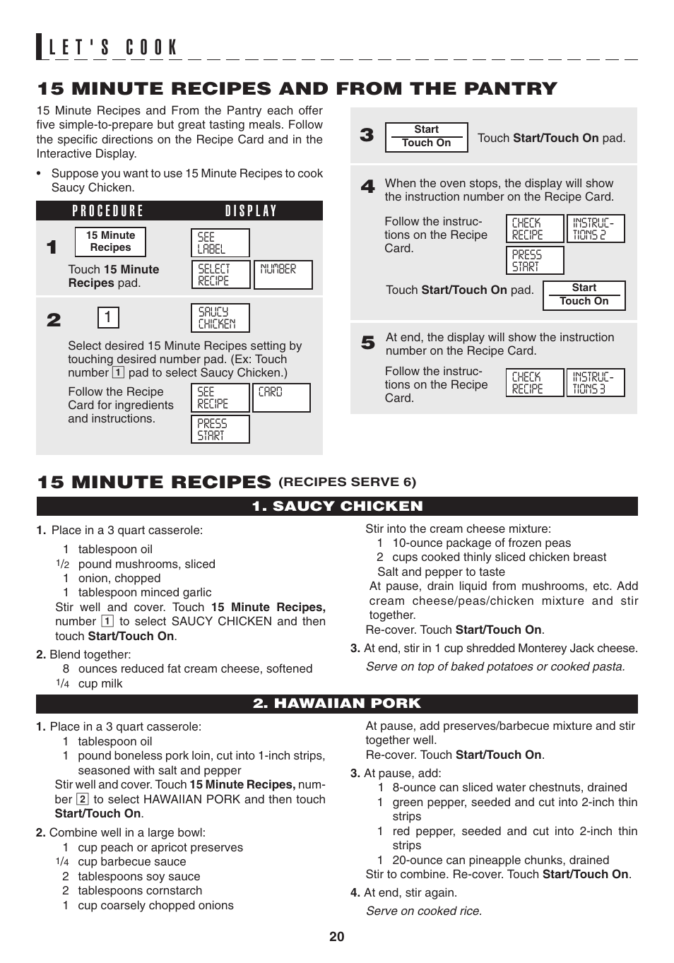 15 minute recipes, 15 minute recipes and from the pantry | Sony CAROUSEL R-530E User Manual | Page 22 / 40