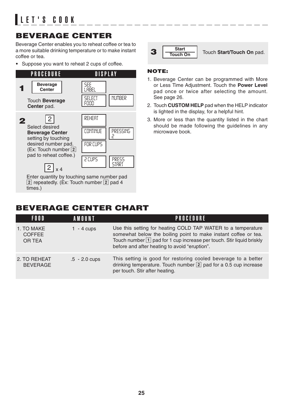 Beverage center, Beverage center chart | Sony CAROUSEL R-530E User Manual | Page 27 / 40