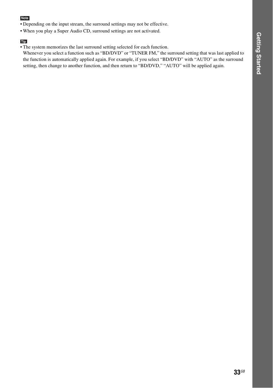 Ge tting star te d | Sony F500 User Manual | Page 33 / 76
