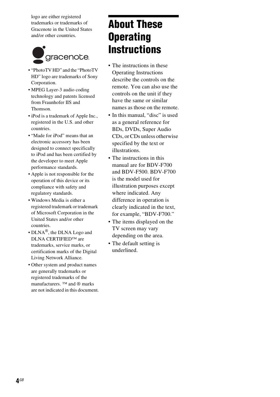 About these operating instructions | Sony F500 User Manual | Page 4 / 76