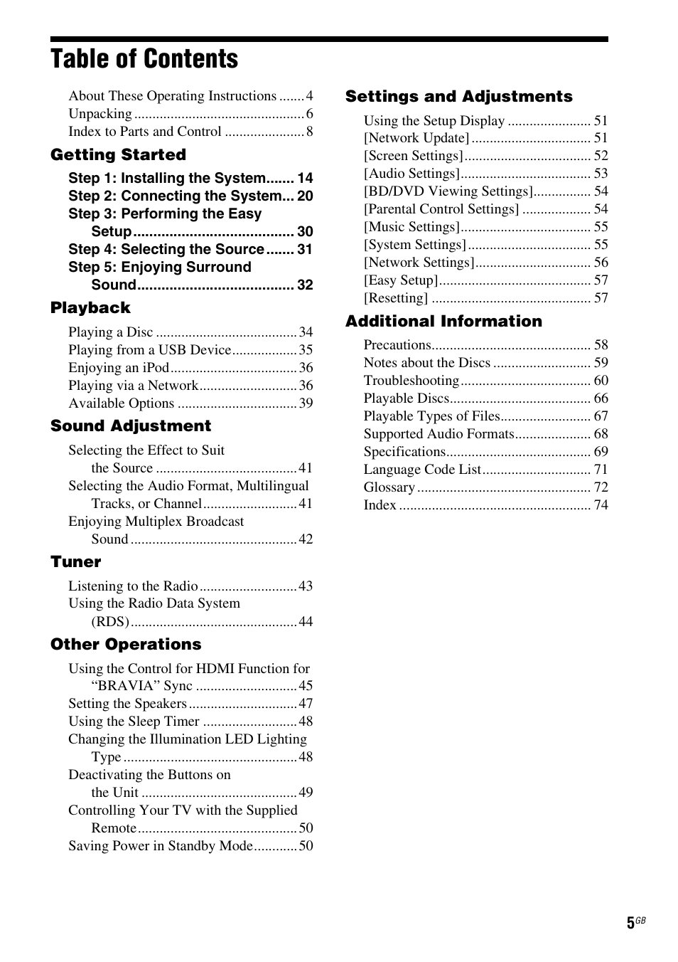Sony F500 User Manual | Page 5 / 76