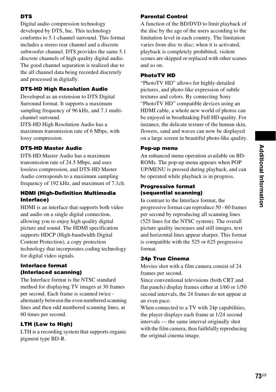 Sony F500 User Manual | Page 73 / 76