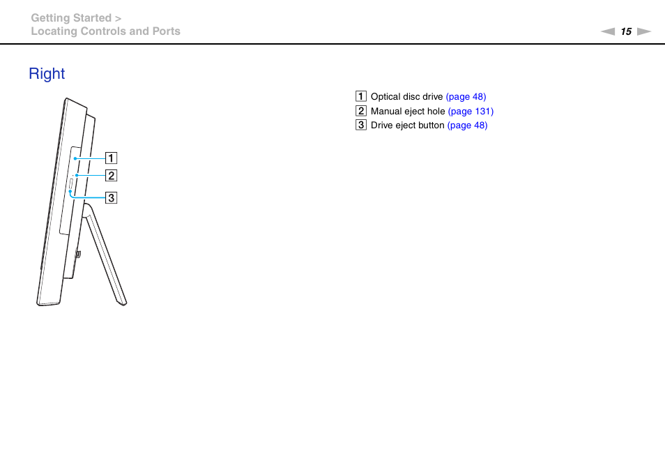 Right | Sony VAIO VPCJ2 User Manual | Page 15 / 157