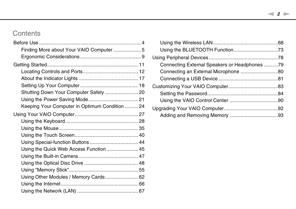 Sony VAIO VPCJ2 User Manual | Page 2 / 157