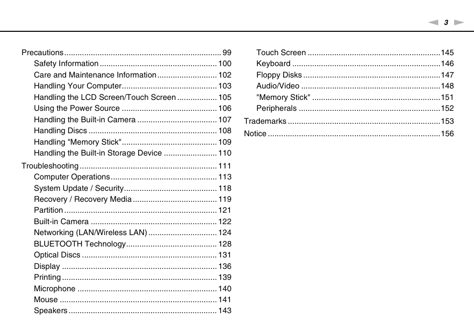 Sony VAIO VPCJ2 User Manual | Page 3 / 157