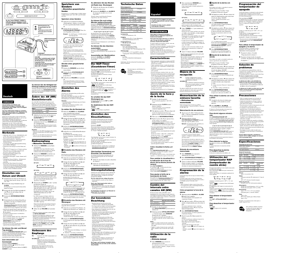 Sony Dream Machine ICF-C273L User Manual | Page 2 / 2