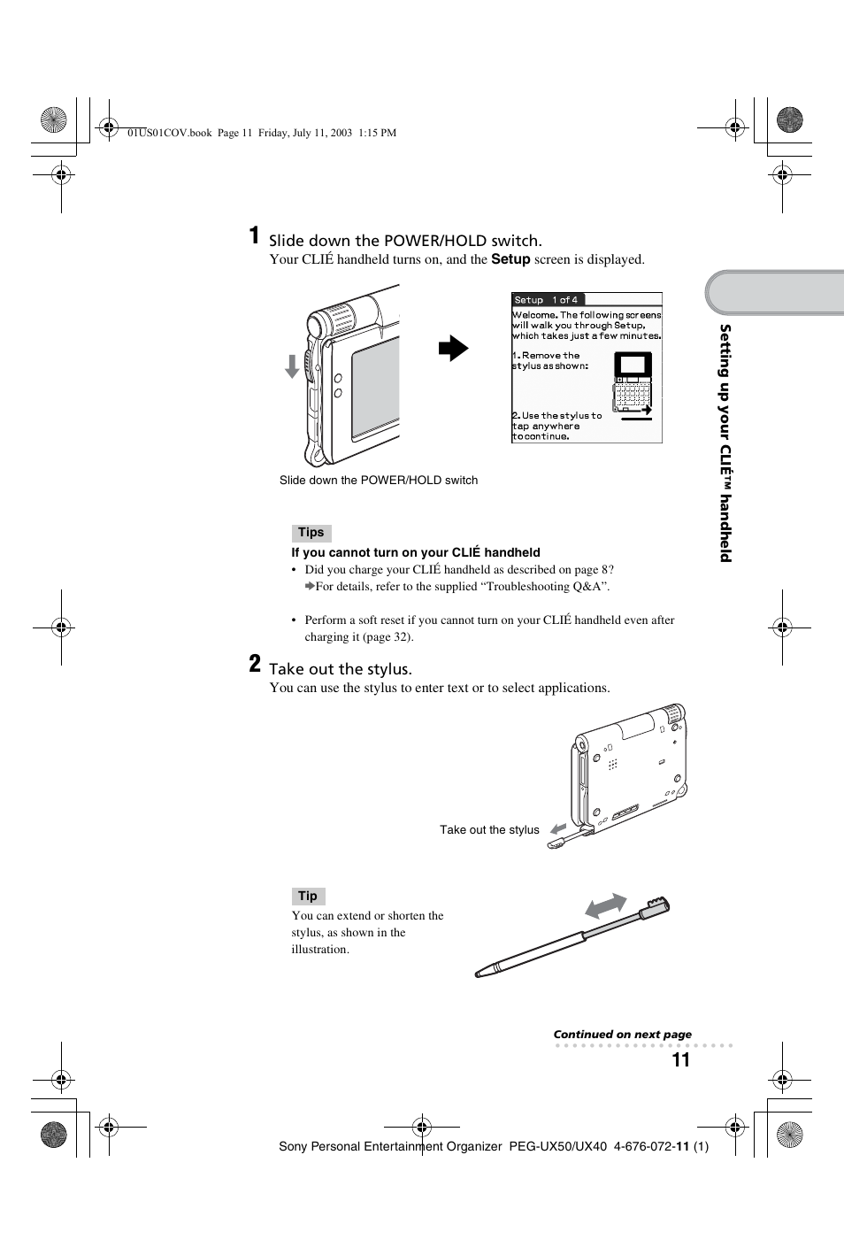 Sony PEG-UX40 User Manual | Page 11 / 116