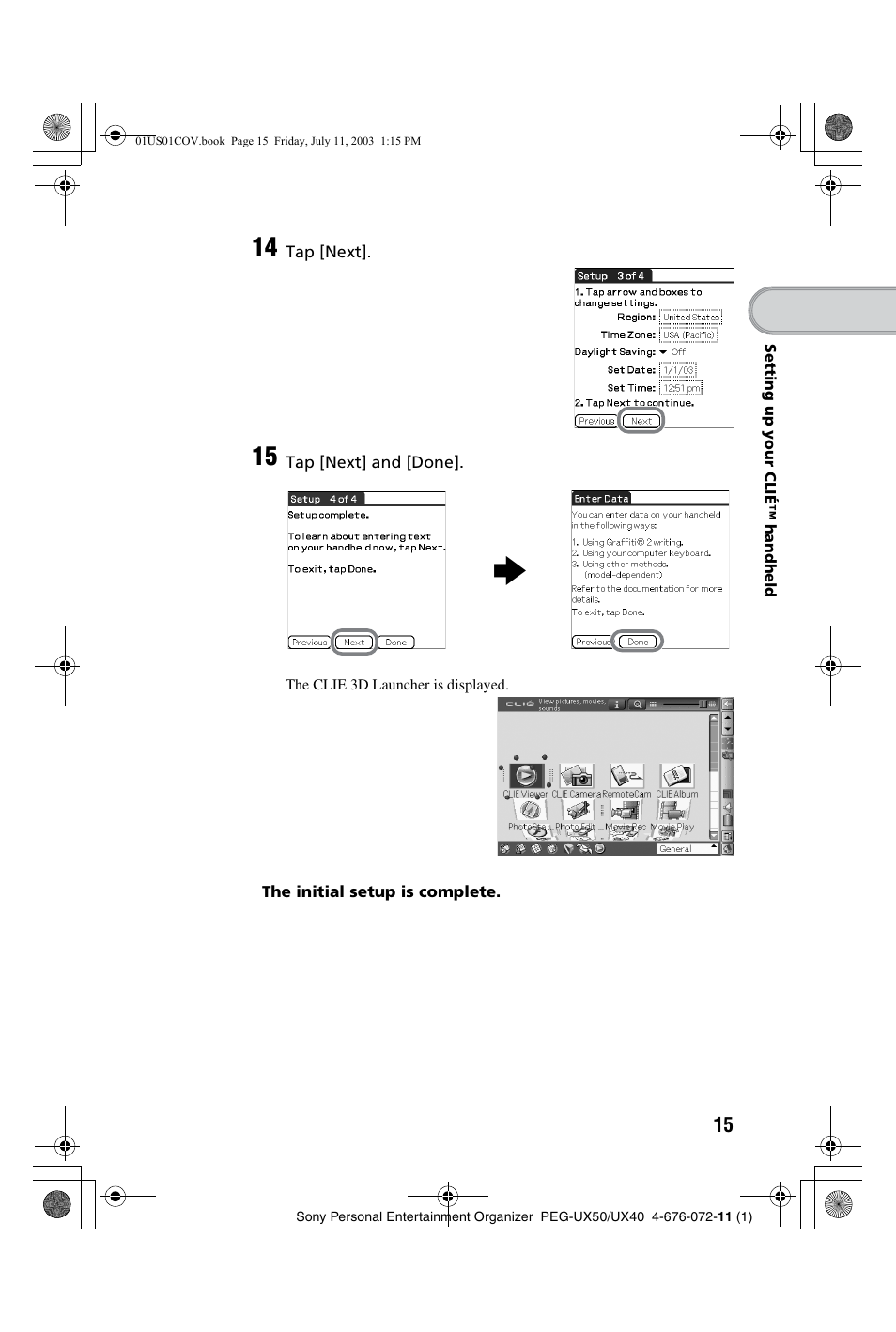 Sony PEG-UX40 User Manual | Page 15 / 116
