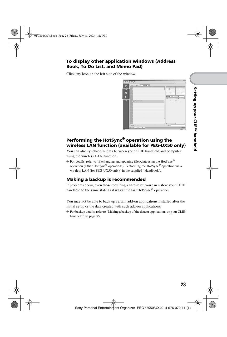 Sony PEG-UX40 User Manual | Page 23 / 116