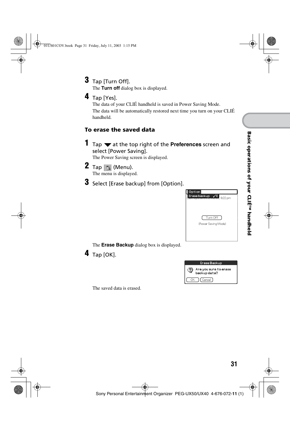 Sony PEG-UX40 User Manual | Page 31 / 116