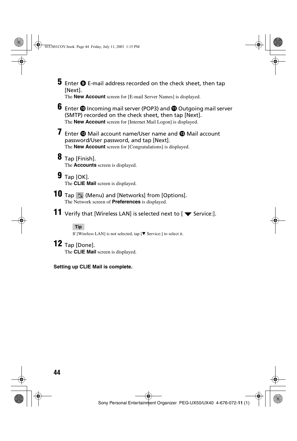 Sony PEG-UX40 User Manual | Page 44 / 116