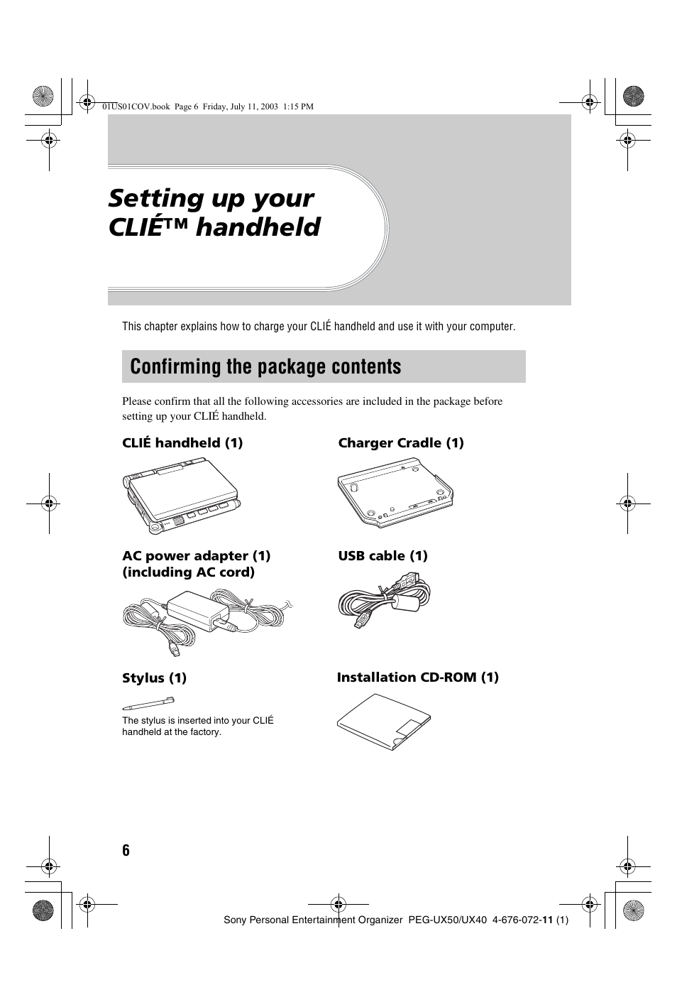 Sony PEG-UX40 User Manual | Page 6 / 116
