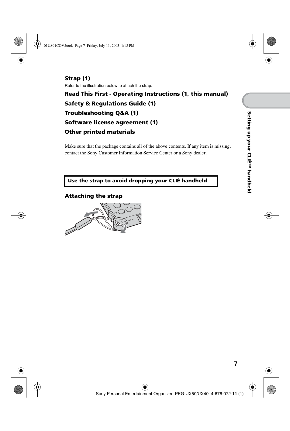 Sony PEG-UX40 User Manual | Page 7 / 116