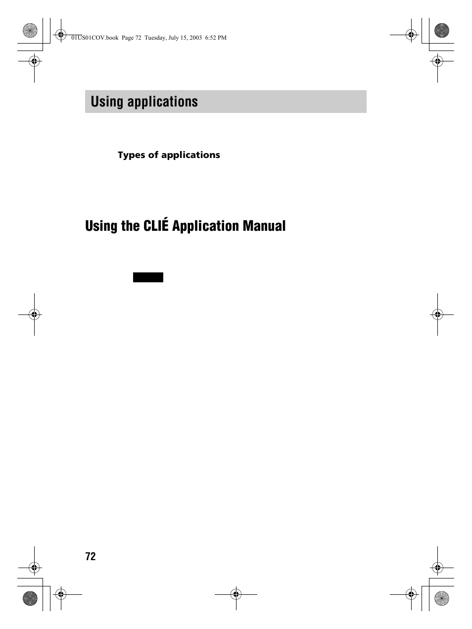 Using applications, Using the clié application manual | Sony PEG-UX40 User Manual | Page 72 / 116
