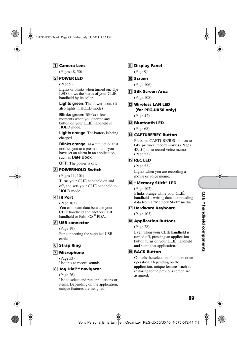 Sony PEG-UX40 User Manual | Page 99 / 116