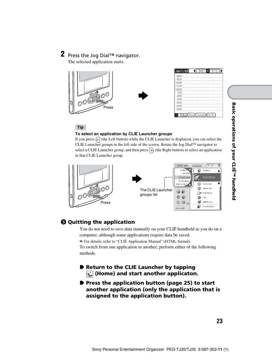 Sony PEG-TJ25 User Manual | Page 23 / 72