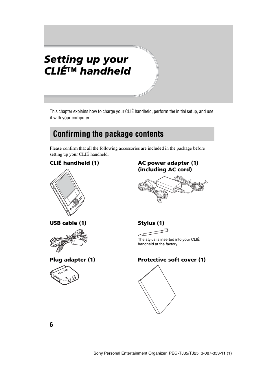 Sony PEG-TJ25 User Manual | Page 6 / 72