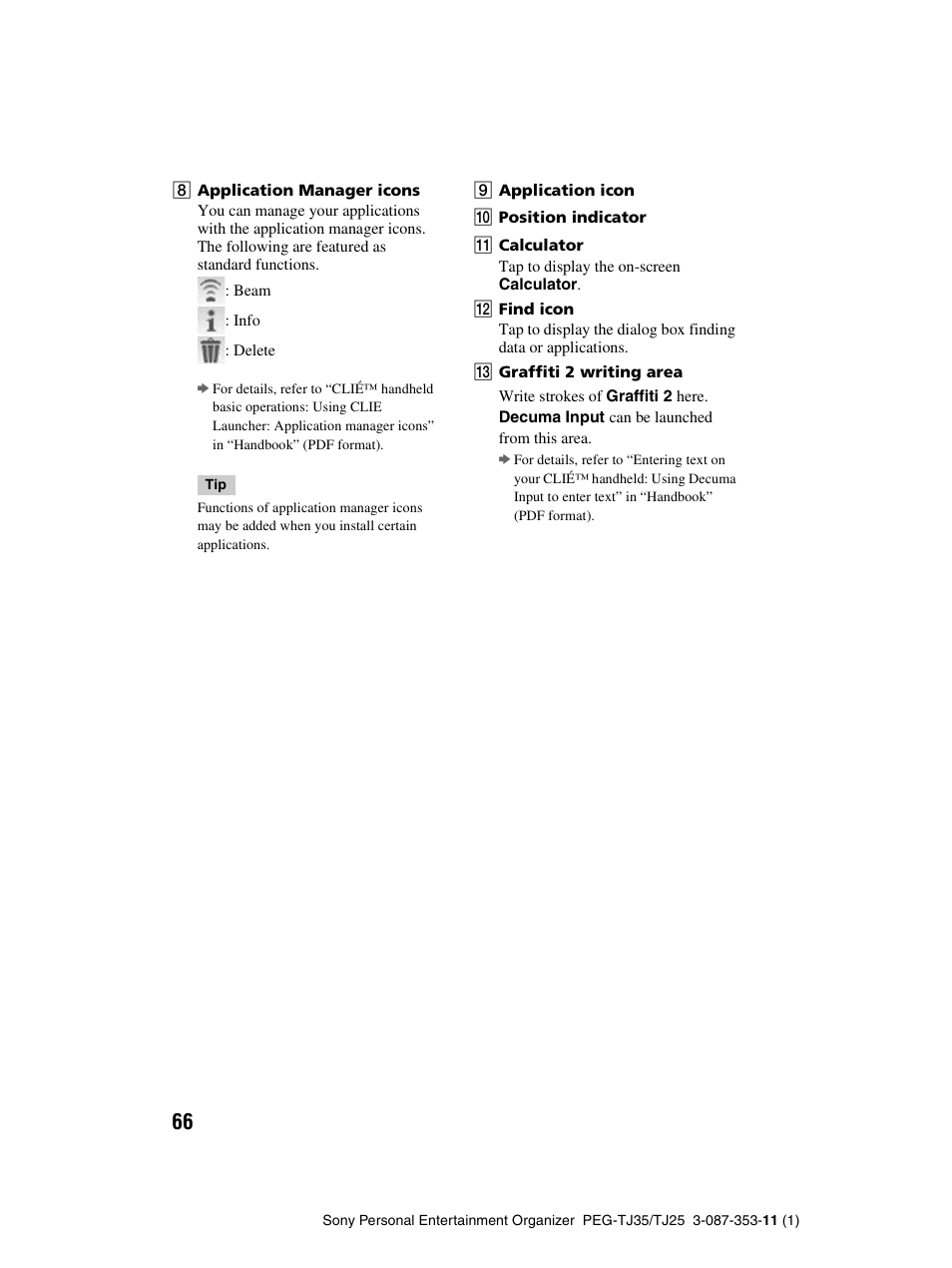 Sony PEG-TJ25 User Manual | Page 66 / 72