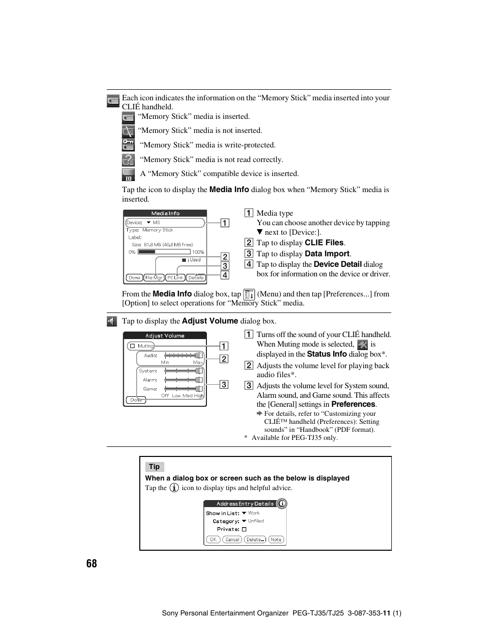 Sony PEG-TJ25 User Manual | Page 68 / 72