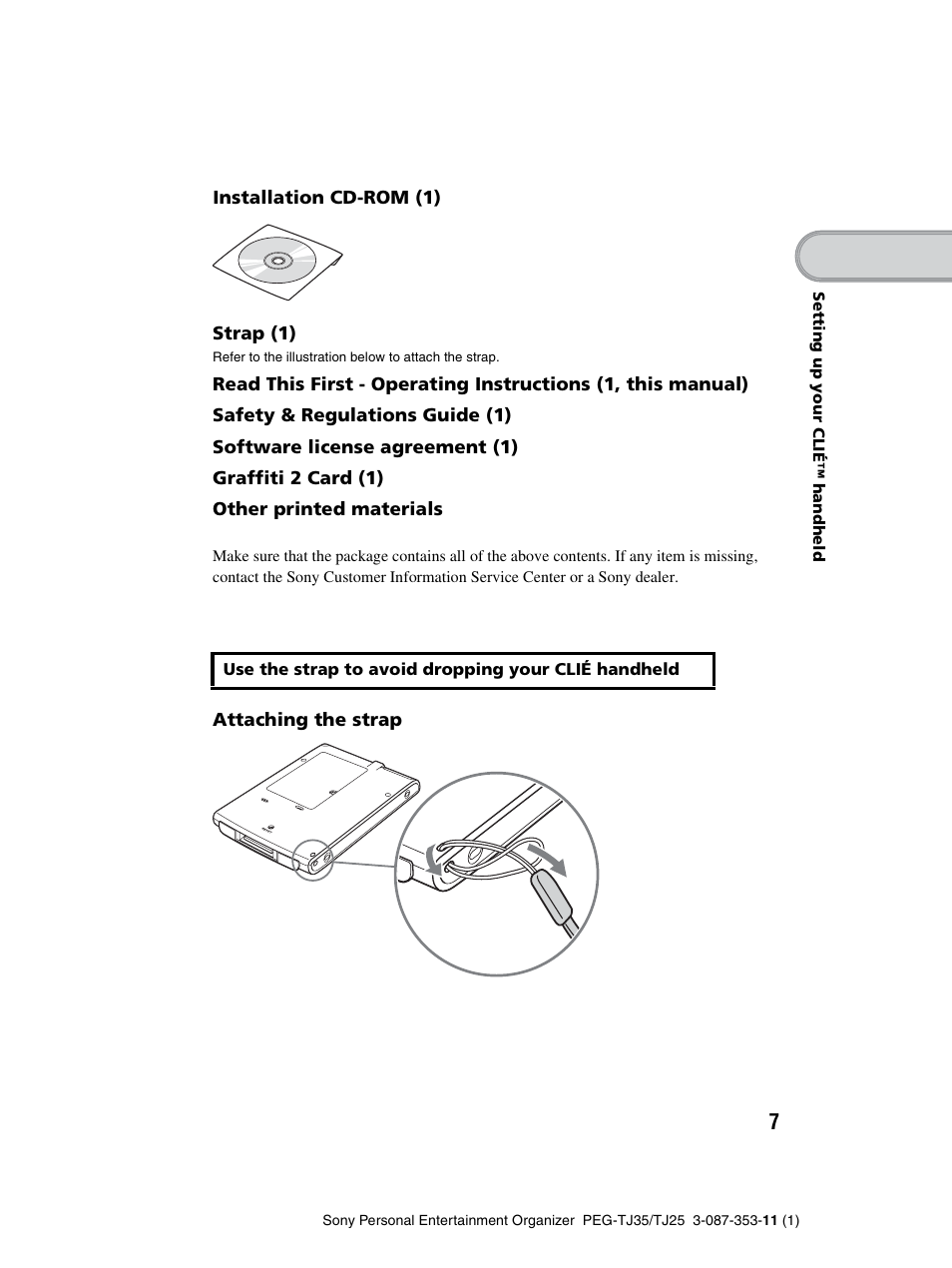 Sony PEG-TJ25 User Manual | Page 7 / 72