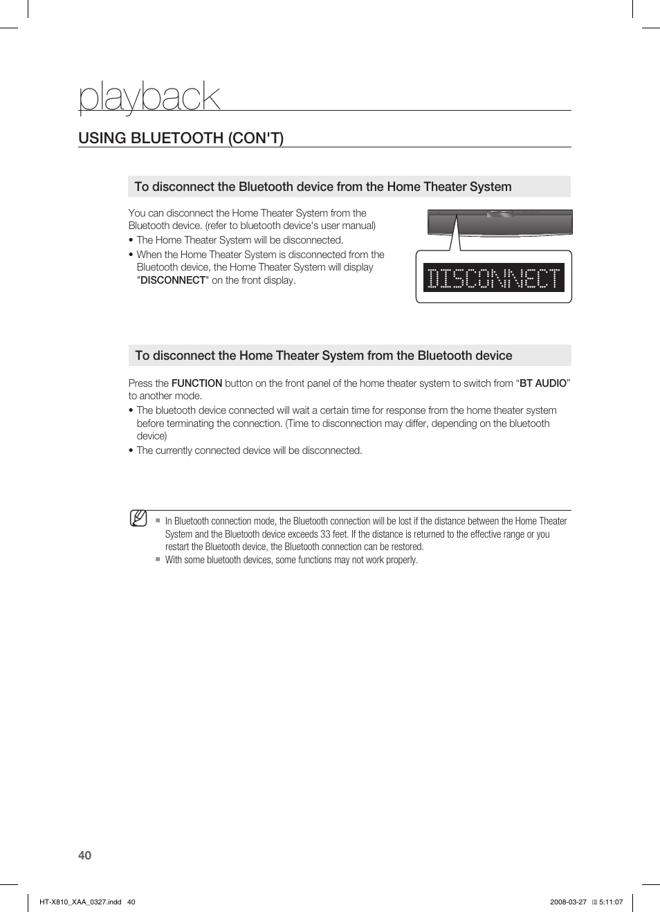 Playback | Sony HT-X810 User Manual | Page 40 / 60