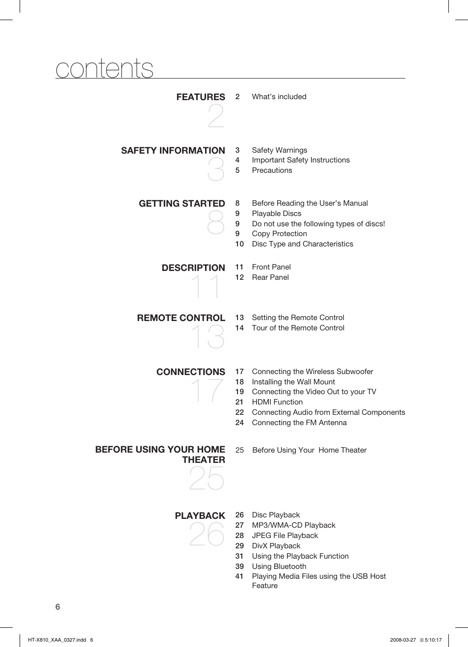 Sony HT-X810 User Manual | Page 6 / 60
