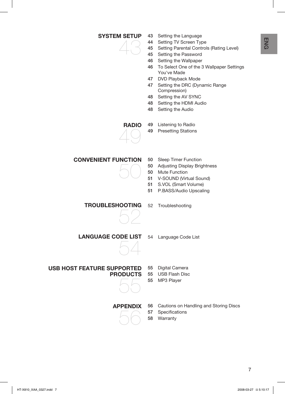 Sony HT-X810 User Manual | Page 7 / 60