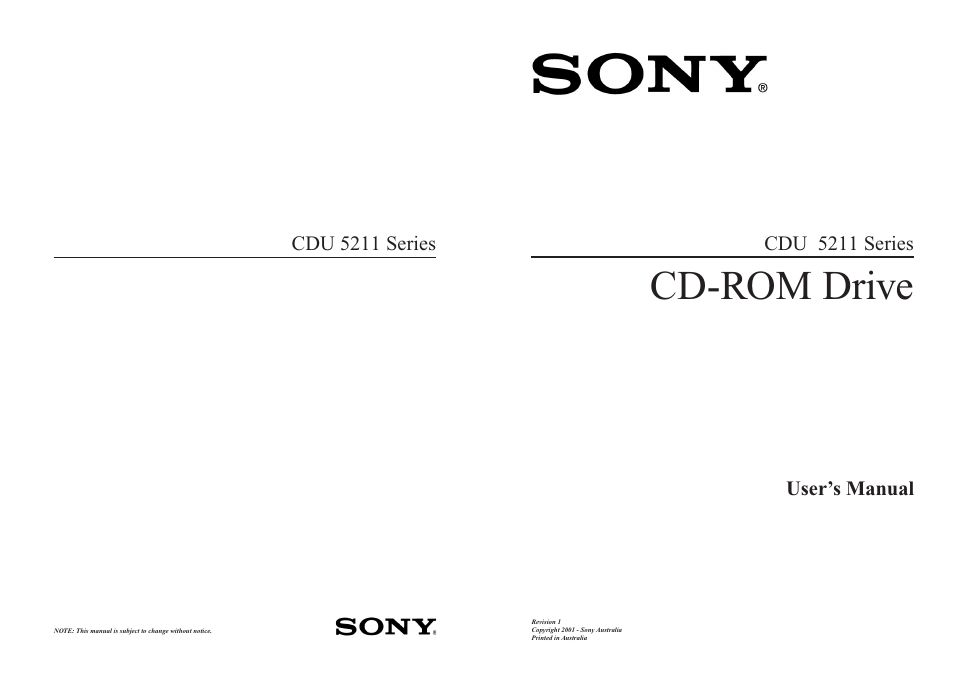 Sony CDU 5211 User Manual | 10 pages