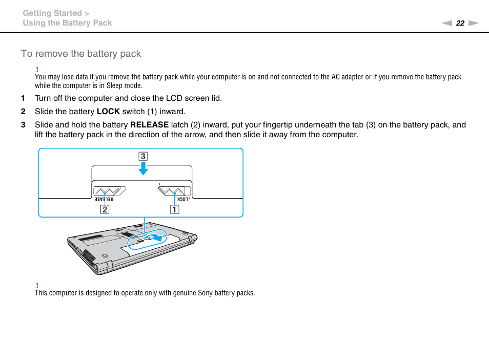 Sony VAIO VPCF11 User Manual | Page 22 / 169