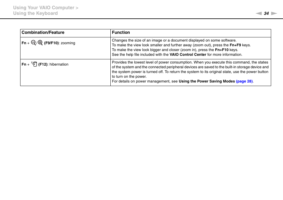 Sony VAIO VPCF11 User Manual | Page 34 / 169