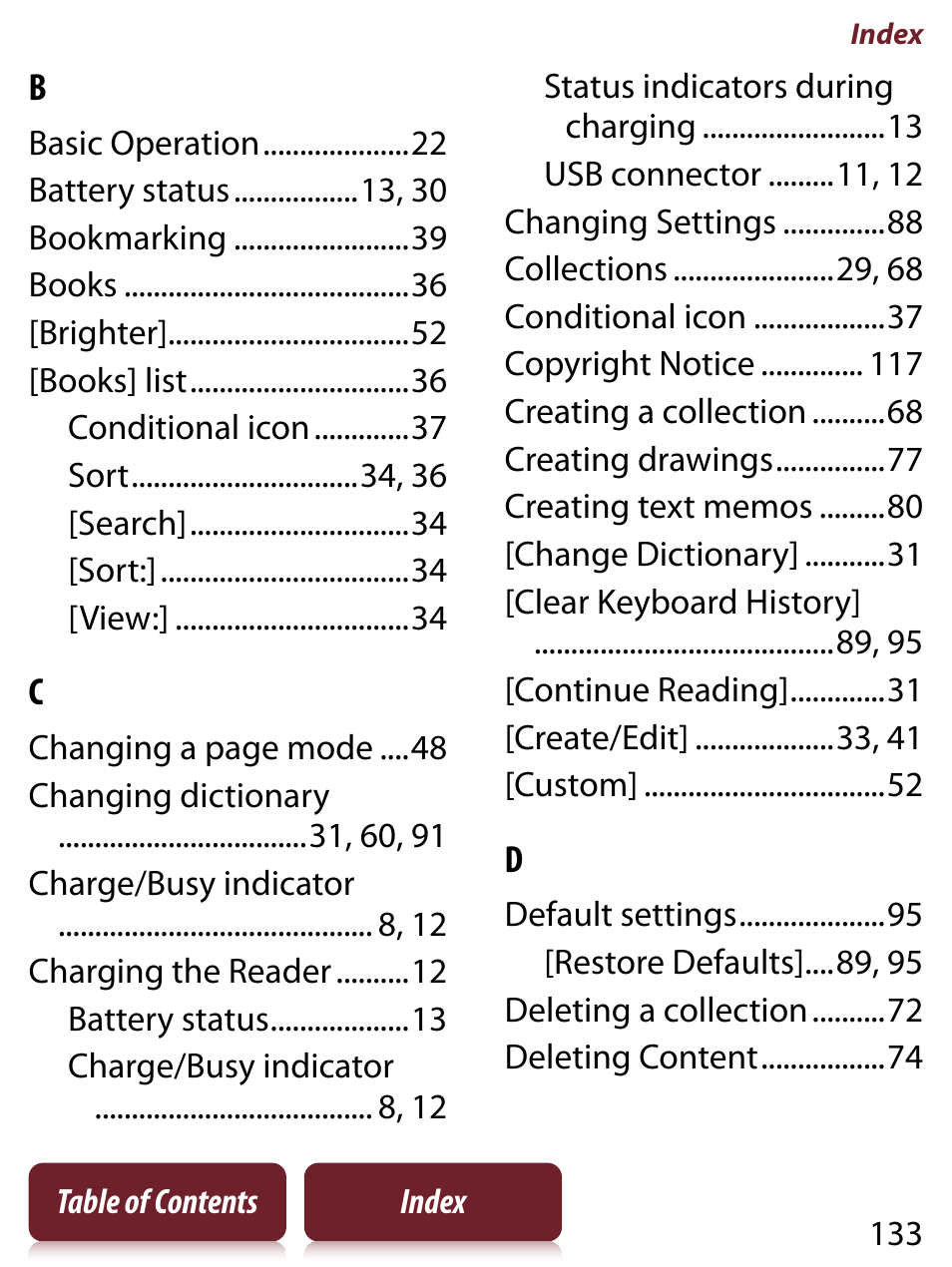 Sony READER TOUCH EDITION PRS-650 User Manual | Page 133 / 139