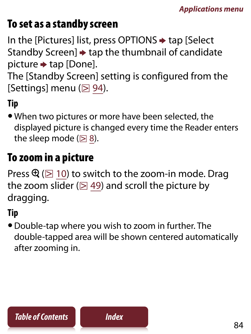 Sony READER TOUCH EDITION PRS-650 User Manual | Page 84 / 139